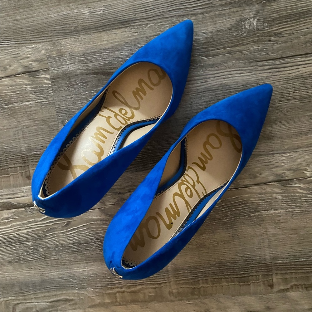 Sam Edelman Cobalt Blue Suede Pointed-Toe Pumps - Picture 2 of 4